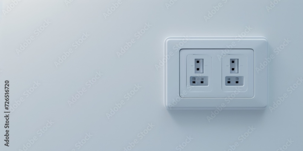 A white electrical outlet mounted on a white wall. Suitable for home improvement or electrical maintenance projects A white electrical outlet mounted on a white wall. Suitable for home improvement or electrical maintenance projects