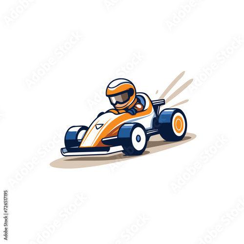 Cartoon racing car icon. Vector illustration of sport racing car.