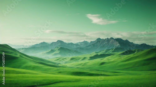 green savanna with mountains photo