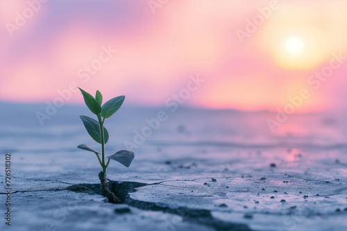 Solitary Sapling on Cracked Earth - A Symbol of Hope and Resilience in Adversity