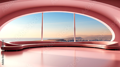 Pink Glossy Room with Large Windows © ZEKINDIGITAL