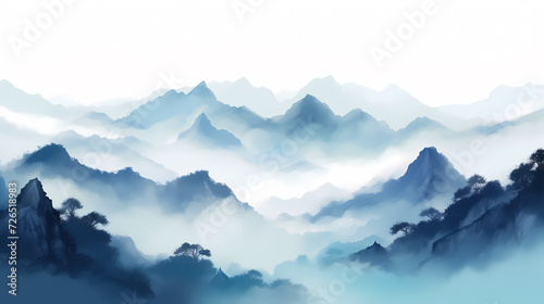 Aerial view of mountain peaks  mountain aerial photography PPT background illustration