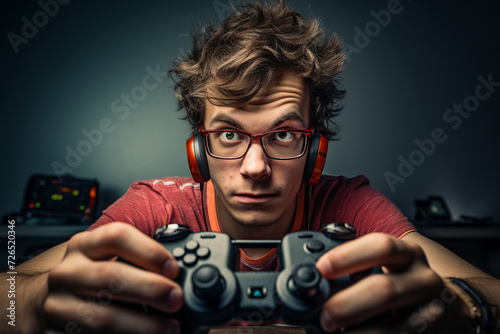 Generative AI picture playing video games concept gaming addiction