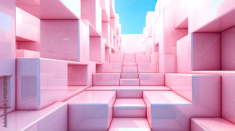 Fototapeta premium Pink Reflective Cubes Space