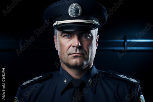 Young man woman working as police officer or cop closeup portrait blurred city background Generative AI