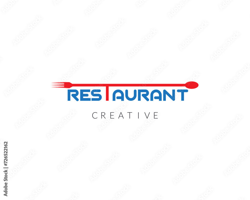 Resturant text with spoon logo design. Resturant text with spoon logo design.