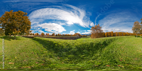 Tableau sur toile Panoramica a 360° del Baluardo Santa Croce lungo le mura di Lucca