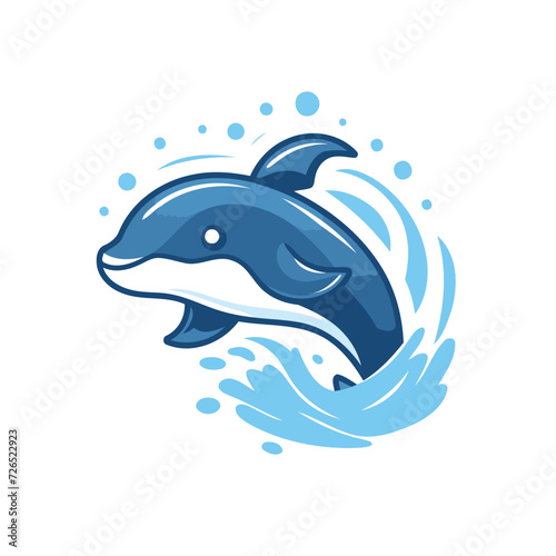 Dolphin logo template. Vector illustration of a dolphin jumping out of water.