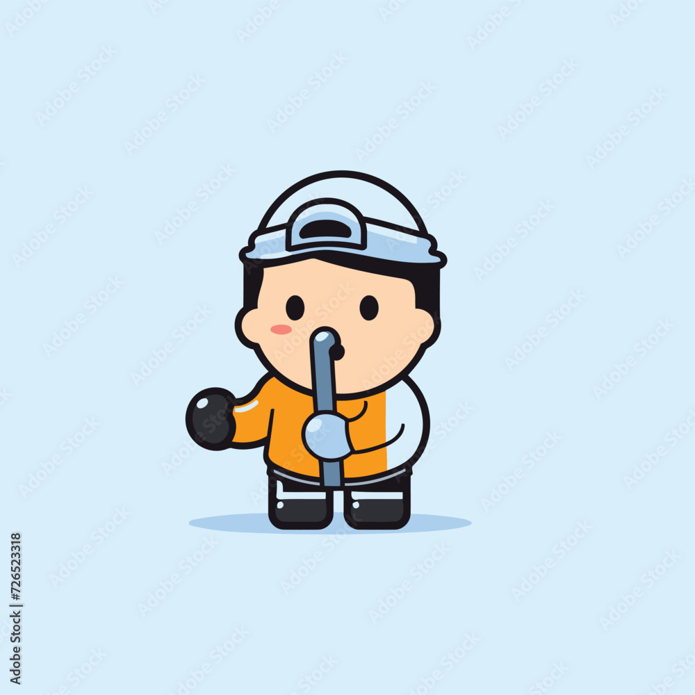 cute engineer cartoon character vector illustration design. flat design style.