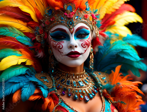 beautiful woman in costume for carnival 