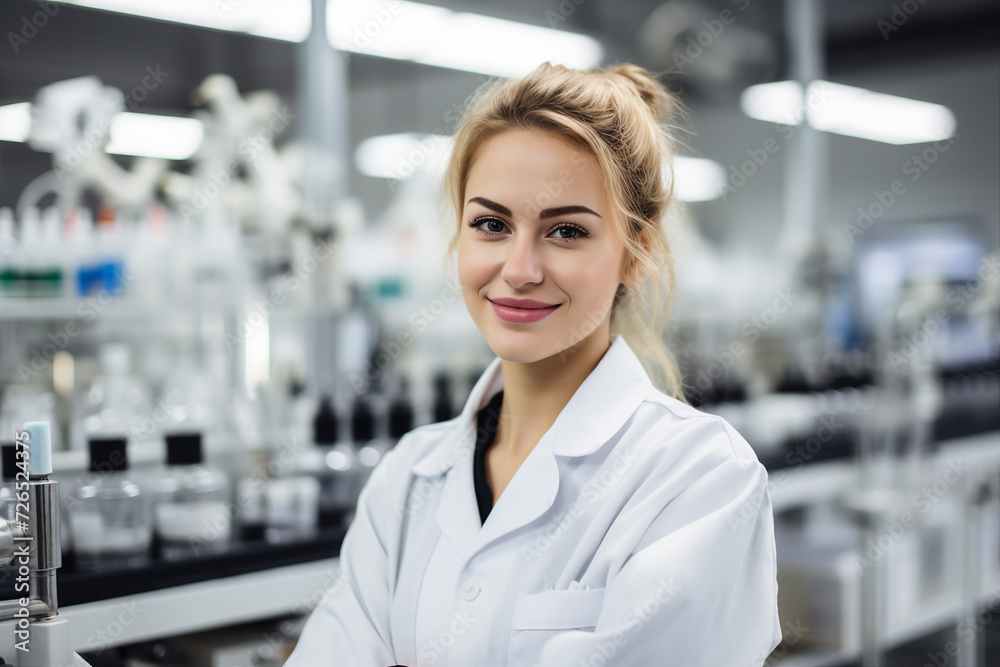 Generative AI picture of professional scientist working in beauty industry testing new cosmetics Generative AI picture of professional scientist working in beauty industry testing new cosmetics