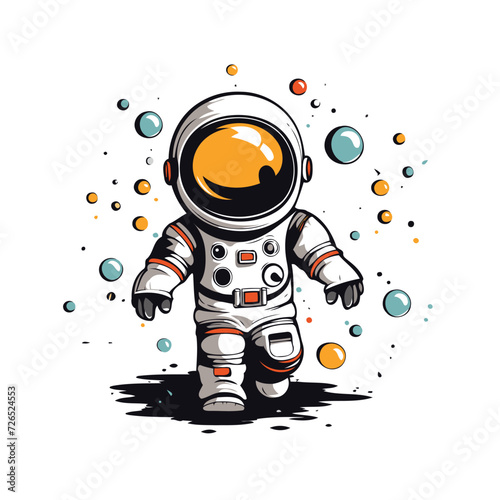 Astronaut in space. Vector illustration isolated on white background.