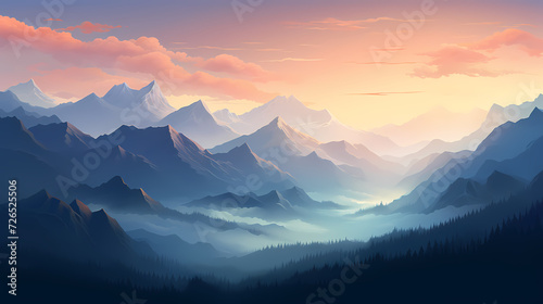 Aerial view of mountain peaks, mountain aerial photography PPT background illustration