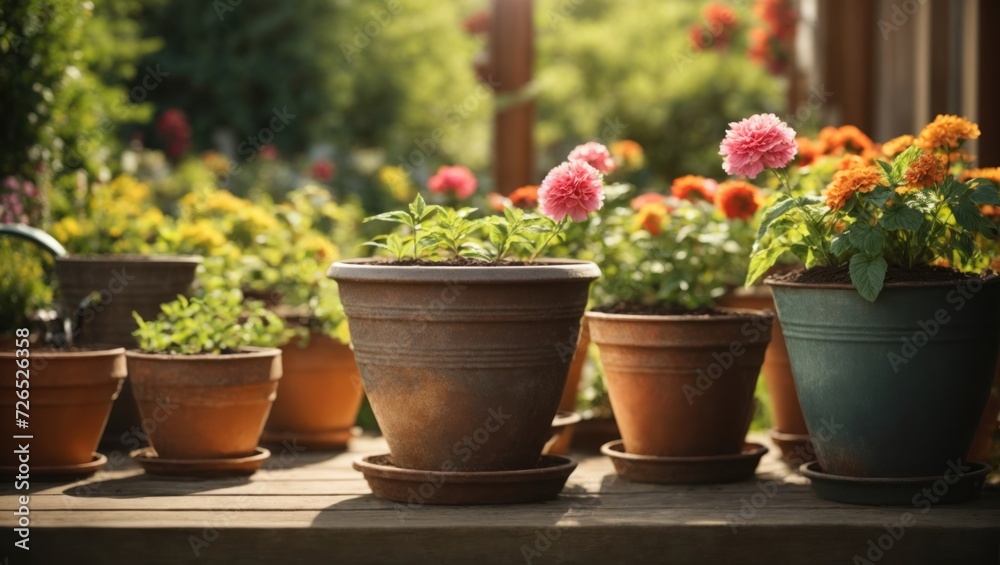 Pots of flowers on the balcony