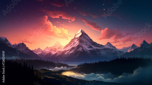 Aerial view of mountain peaks  mountain aerial photography PPT background illustration