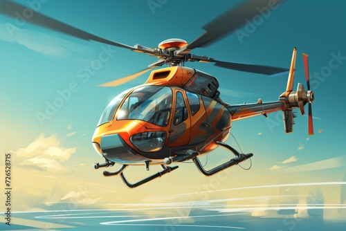 Helicopter Flying Over a Body of Water