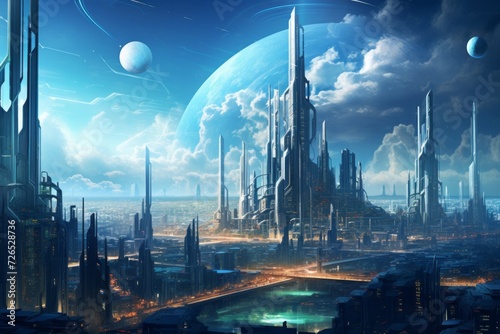 A Futuristic Cityscape With Towering Skyscrapers