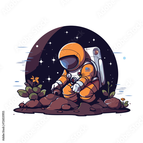 Astronaut in space. Astronaut in outer space. Vector illustration. © Muhammad