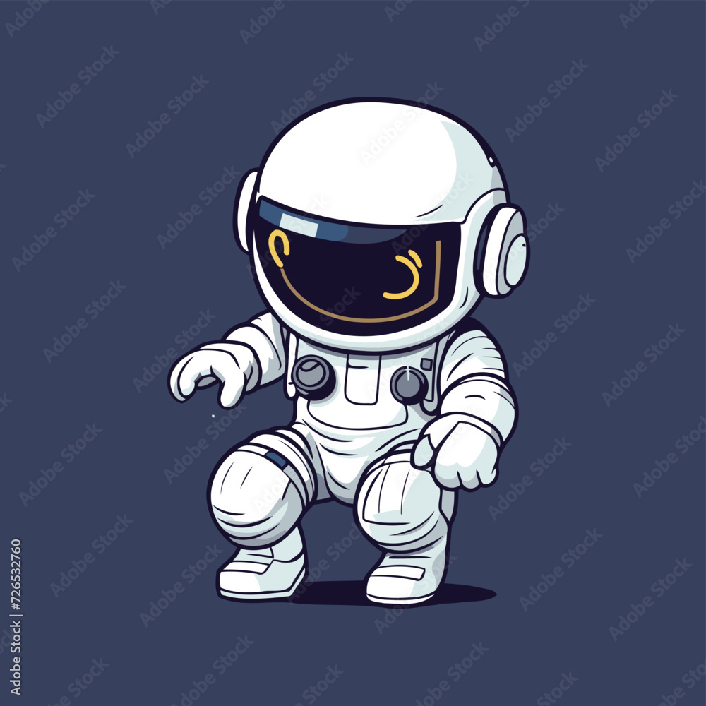 Astronaut in space suit. Vector illustration on a dark background.