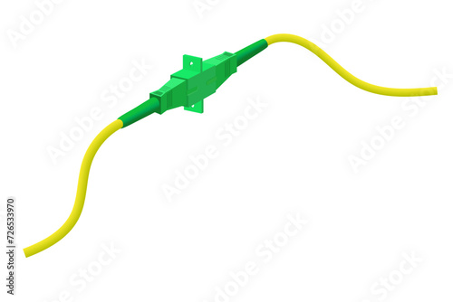 Optical fiber cable with SC APC connector and SC simplex adapter. vector illustration EPS 10. photo