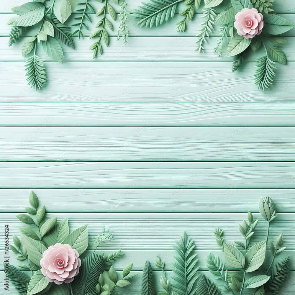 light green wooden background with horizontal planks on white