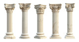 Greek columns isolated on transparent or white background, png