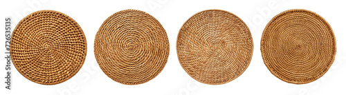 Rattan placemat isolated on transparent or white background, png photo