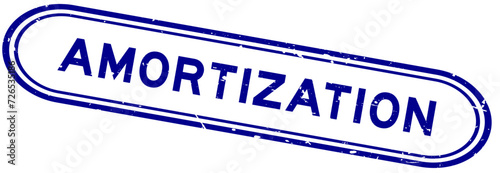 Grunge blue amortization word rubber seal stamp on white background