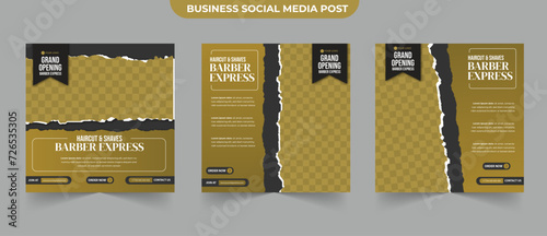 Set of collection barbershop haircut shaves for social media post banner web ads needs template design
