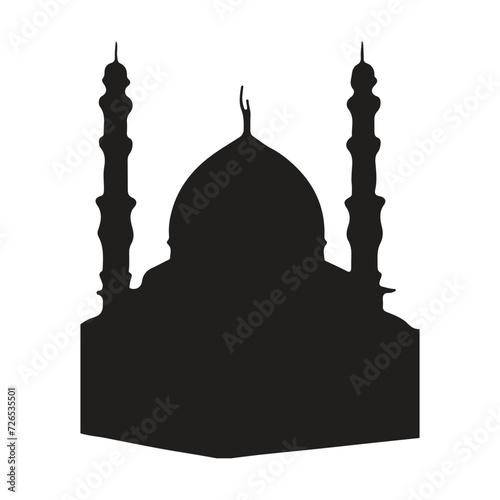 The front side of the mosque, silhouette. white background