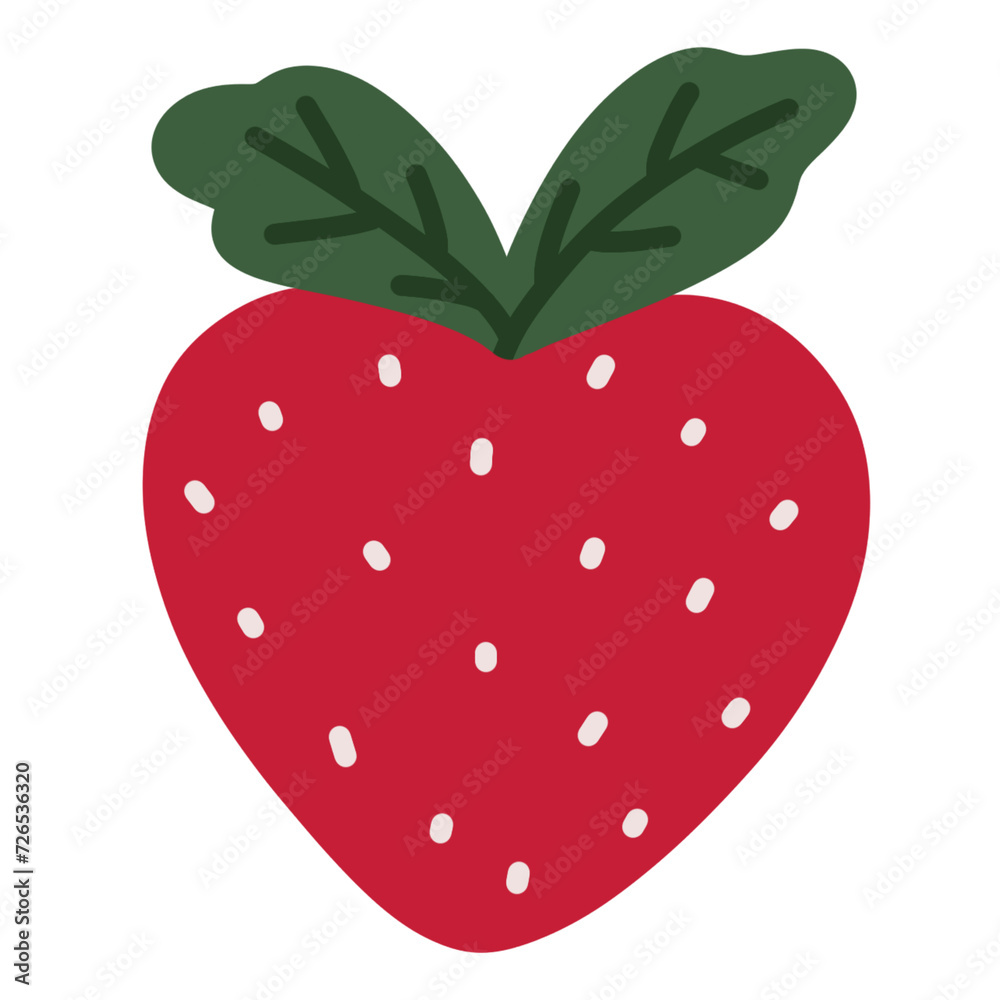 Fototapeta premium heart shaped red strawberry cartoon simple illustration