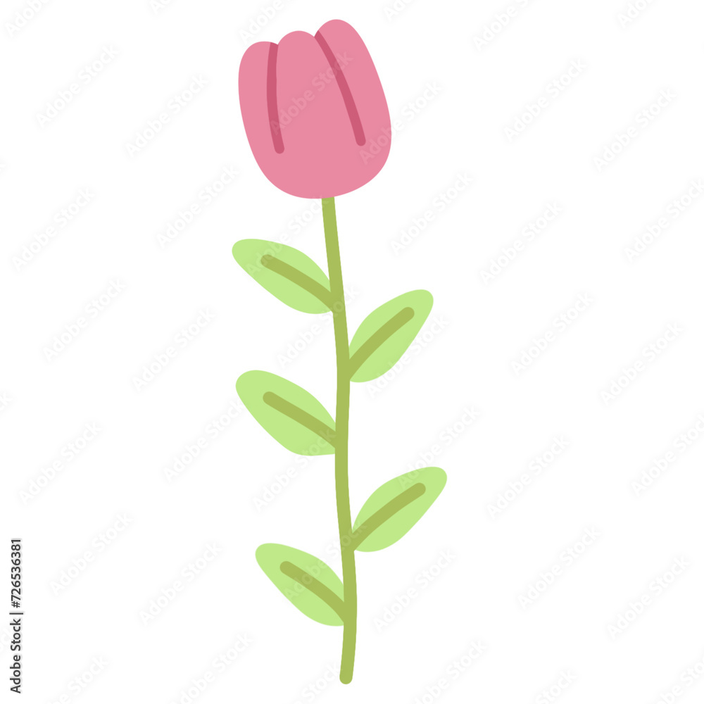 Minimalistic Illustration of a pastel pink tulip flower doodle sketch, isolated on white Minimalistic Illustration of a pastel pink tulip flower doodle sketch, isolated on white