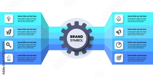 Infographic template. Gear with 8 steps and icons