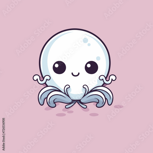 Cute cartoon octopus on a pink background. Vector illustration.