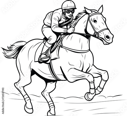Jockey on a horse. Vector illustration ready for vinyl cutting.