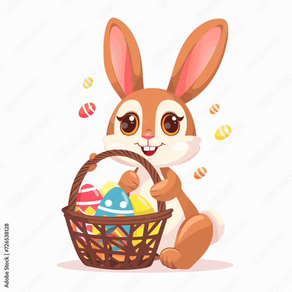 Easter Bunny with basket full of easter eggs Easter Bunny with basket full of easter eggs
