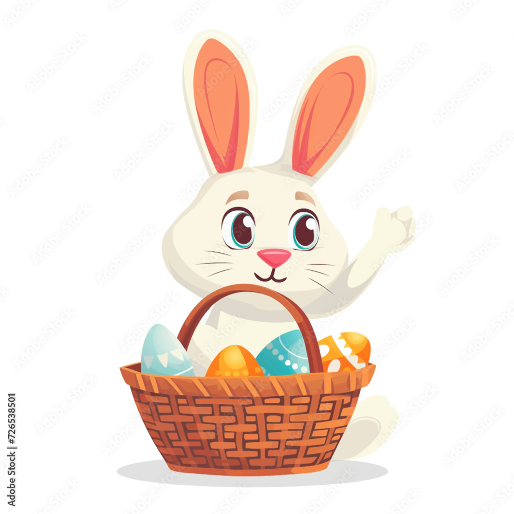 Easter Bunny with basket full of easter eggs Easter Bunny with basket full of easter eggs