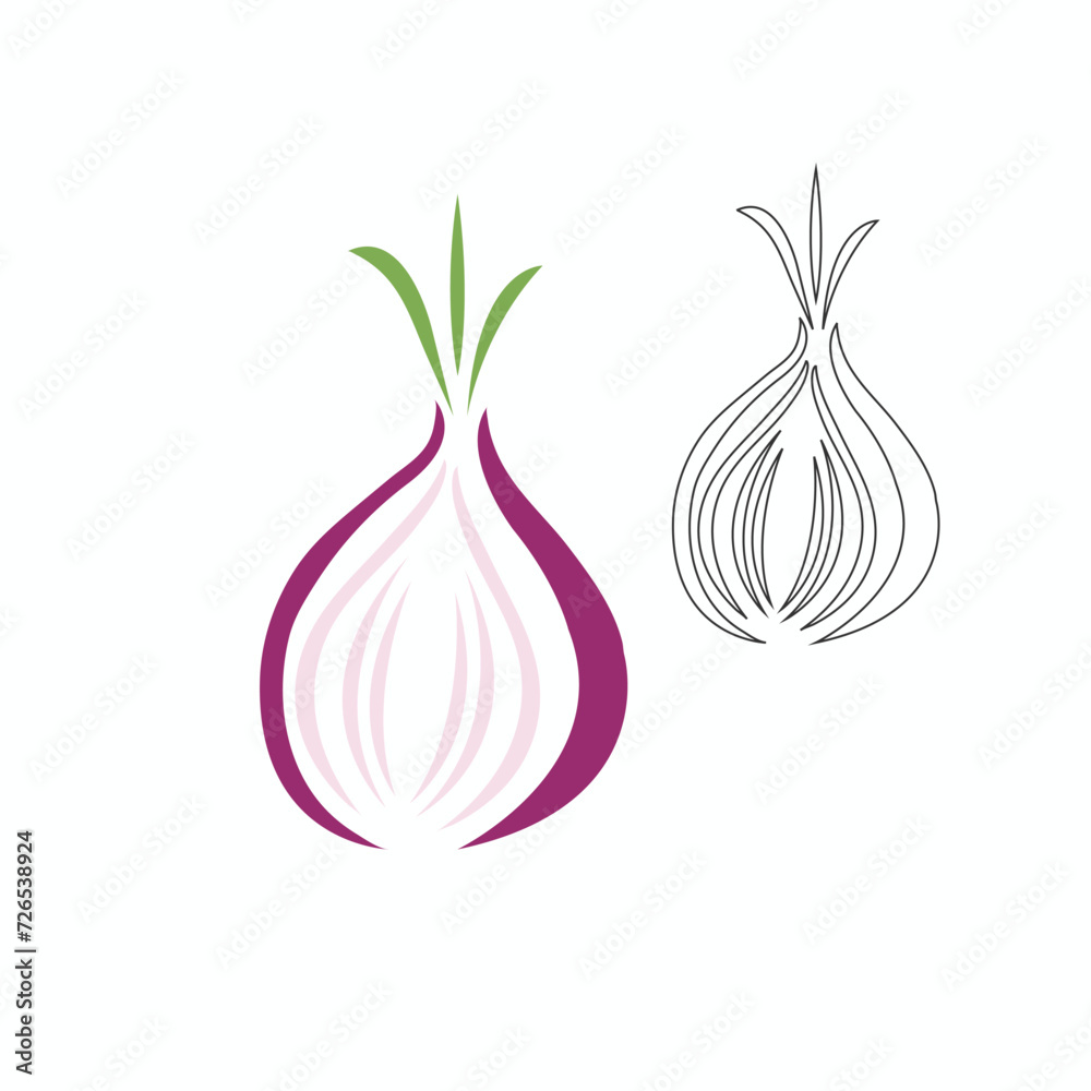 Vector flat fresh onion icon logo design vector illustration idea