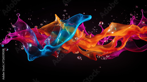 colorful splash water on black background