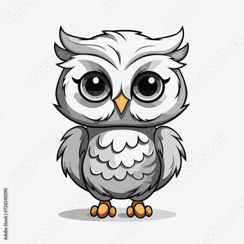 Cute owl cartoon on white background. Vector illustration of an owl.