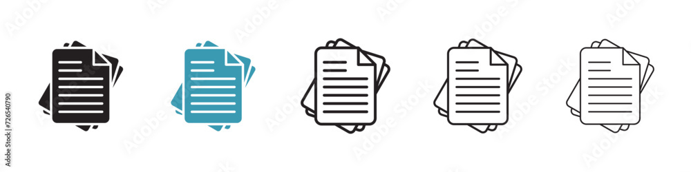 Organized Documents Vector Icon Set. Stacked Paperwork Vector Symbol for UI Design. - obrazy, fototapety, plakaty 