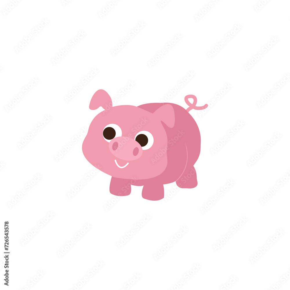 Fototapeta premium Chubby pig farm animal cartoon sticker