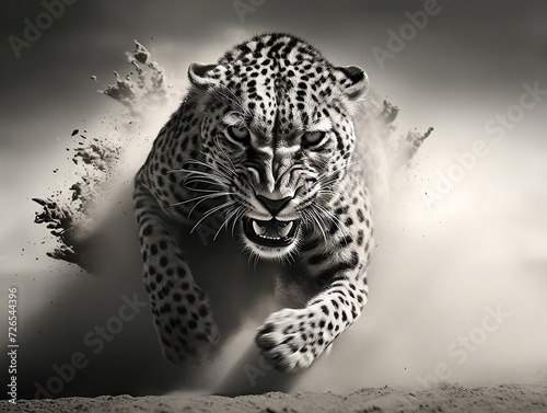 Cheetah running in the desert in the sand