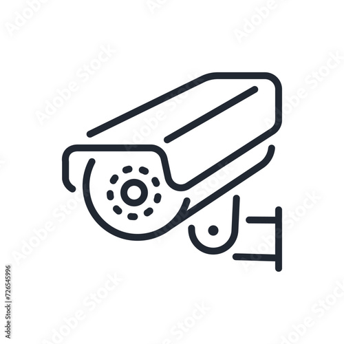 CCTV camera editable stroke outline icon isolated on white background flat vector illustration. Pixel perfect. 64 x 64.