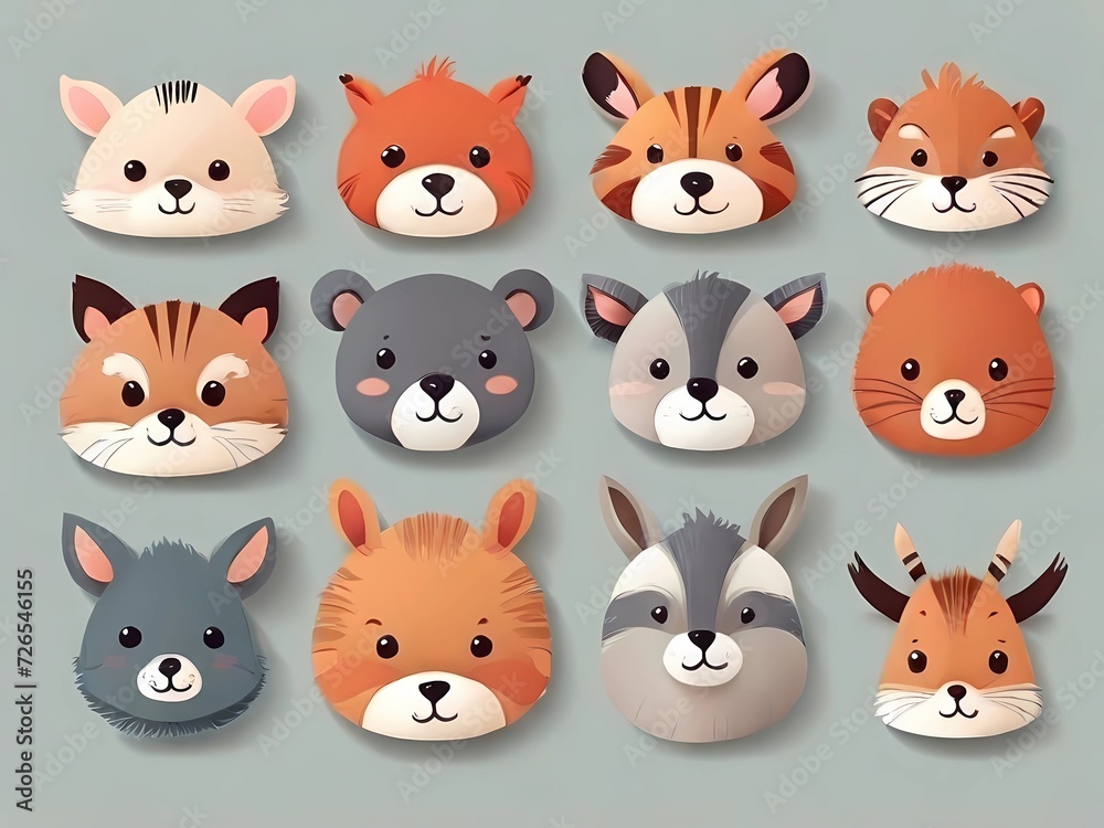 Adorable Animal Portraits: Illustrated Characters with Irresistible Faces