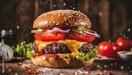 Photo of delicious juicy burger