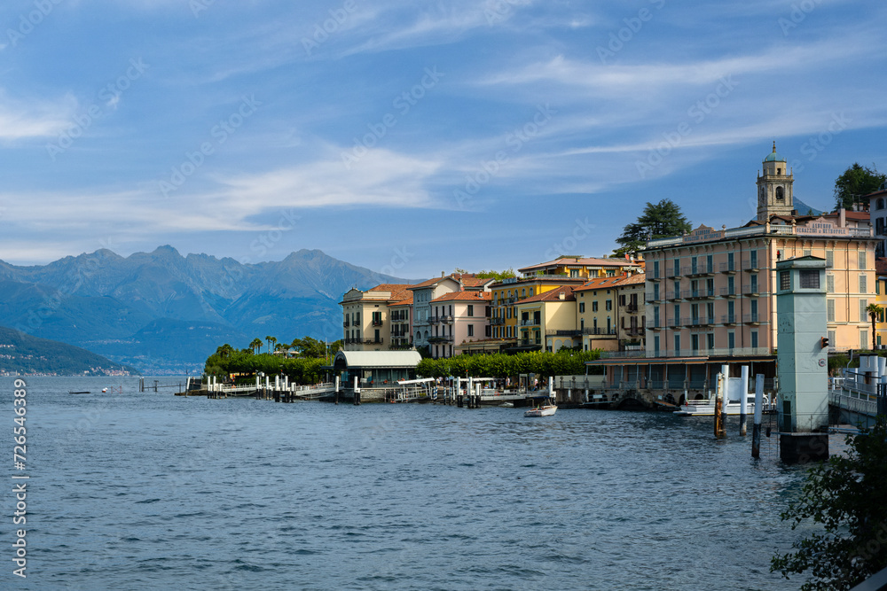 Main waterfront section of Bellagio Italy along lake Como Italy