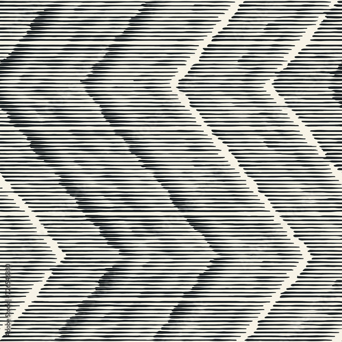 Monochrome Irregular Striped Optical Chevron Pattern