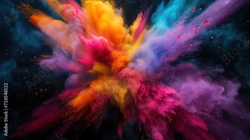Colorful ink explosion on dark background