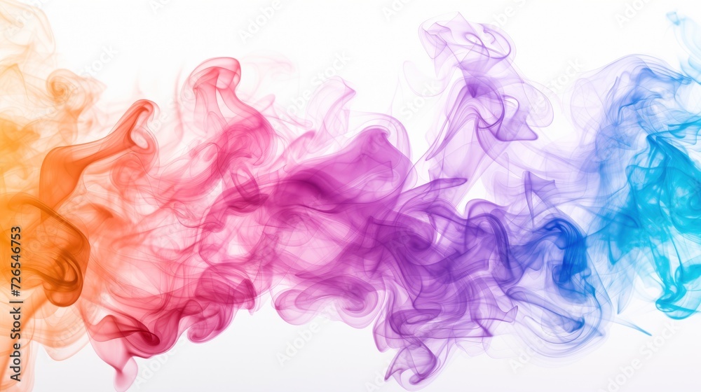 Colorful smoke cloud in front of dark background.